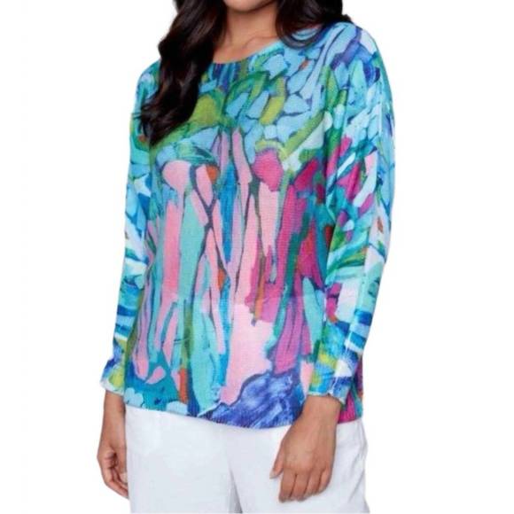 NEW CLAIRE DESJARDINS tunic watercolor top - plus in multicolor - Picture 1 of 3